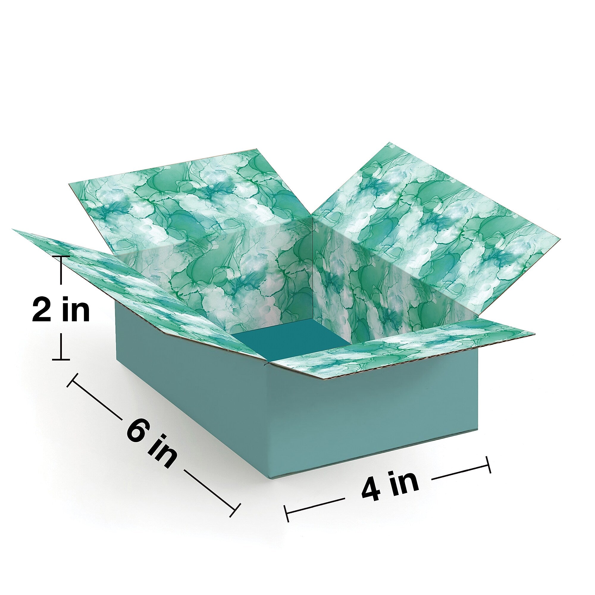 6" x 4" x 2" Decorative Watercolor Shipping Box, Small Gift Packaging, 200# Mullen Rated, 2/Pack (2024053)