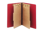 AbilityOne SKILCRAFT Pressboard Top Tab Classification Folder, 2 Dividers, 6 Fasteners, Letter Size, Dark Red, 10/Box