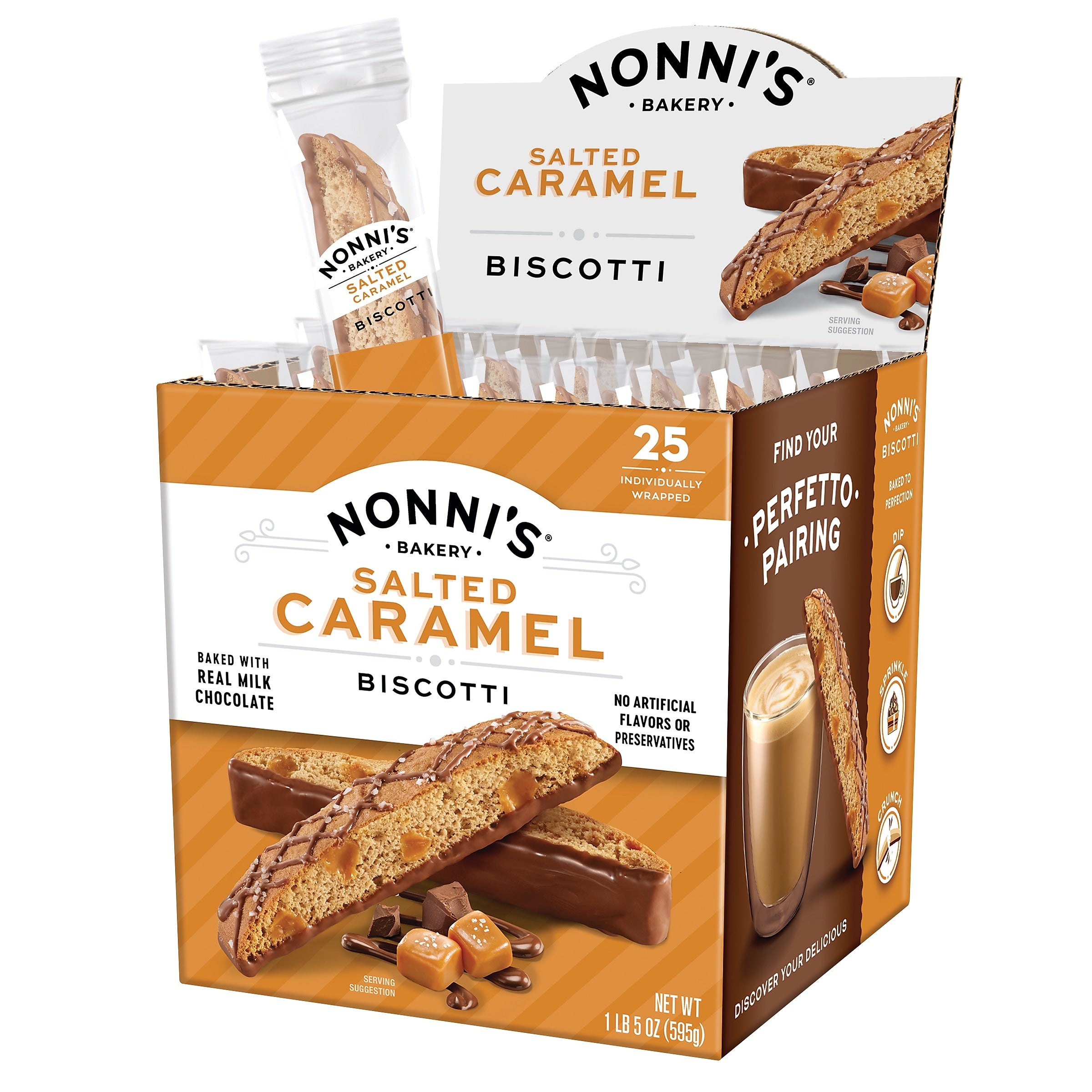 Nonni's Salted Caramel Biscotti Carton, 21 oz., 25/Box (NSD97920)