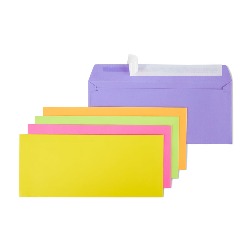 Staples QuickStrip EasyClose Self Seal #10 Business Envelopes, 4 1/8" x 9 1/2", Assorted Colors, 50/Pack (ST23431-CC)