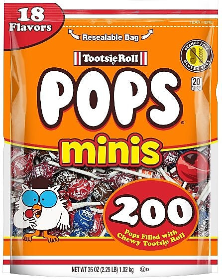 Tootsie Roll Pops Minis Lollipops, Assorted Flavors, 36 oz., 200 Pieces (CRM04200)
