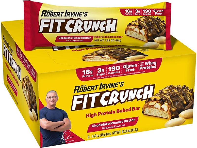 FITCRUNCH Gluten-Free Chocolate Peanut Butter High-Protein Baked Bar, 1.62 oz., 9 Bars/Box (FC201E)