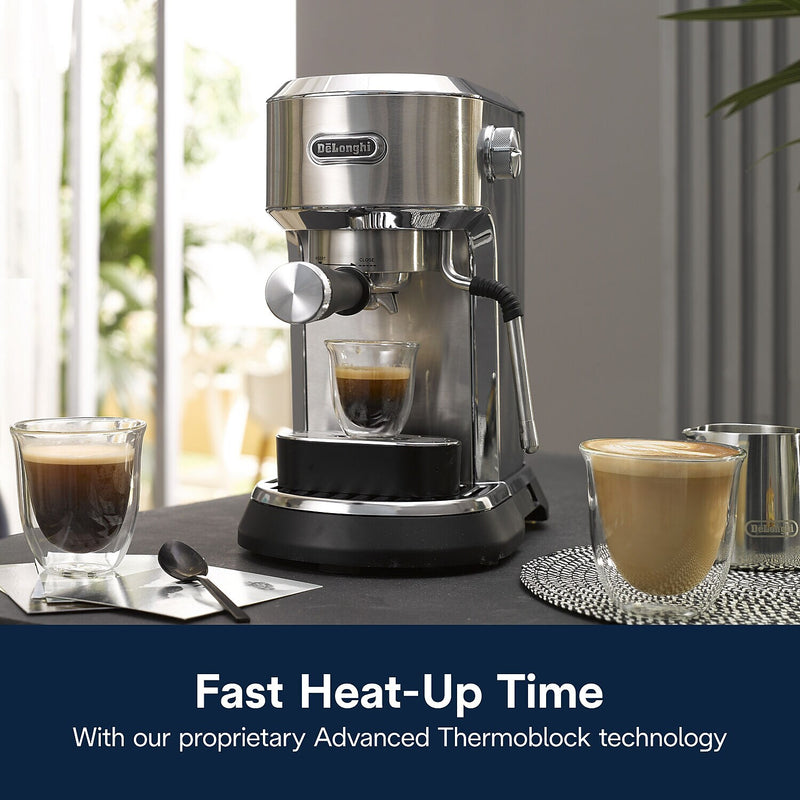 DeLonghi Dedica Maestro 2-Cups Steam Espresso Machine, Stainless Steel (EC900M)