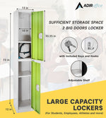AdirOffice 72"H 2-Tier Green Storage Locker (ADI629-202-GRN-DL)