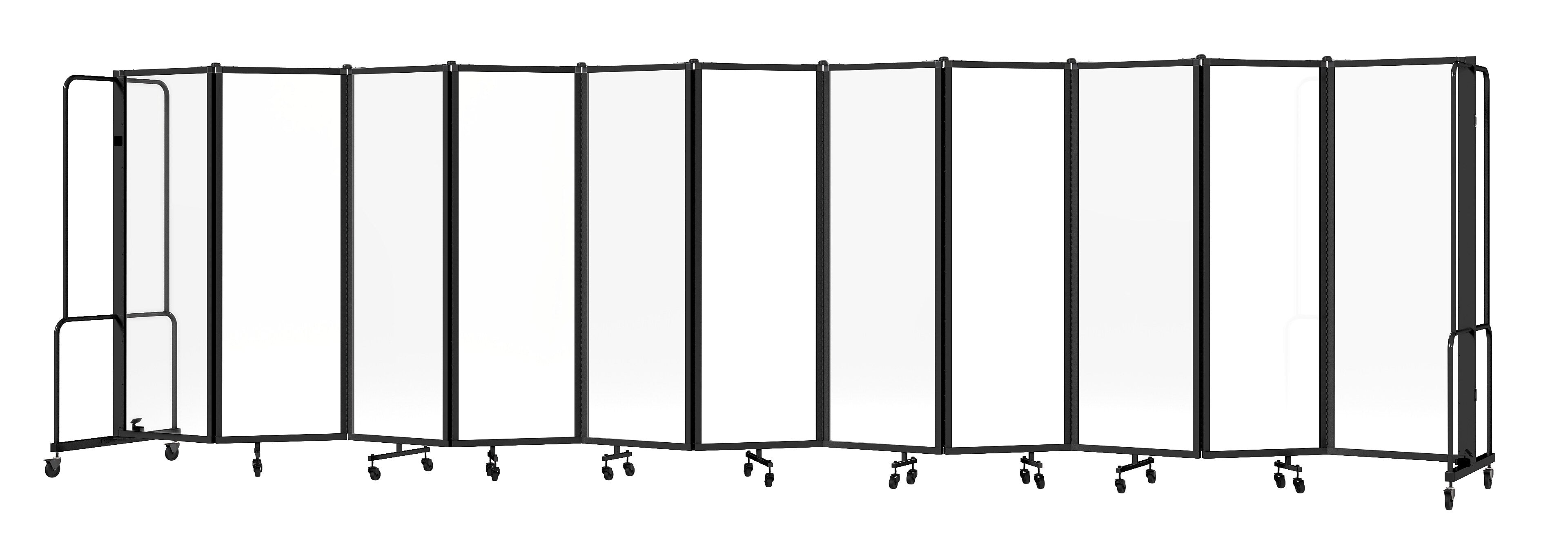 National Public Seating Robo Series 11-Panel Folding Mobile Room Divider, 72"H x 256"W, Clear Acrylic (RDB6-11CA)