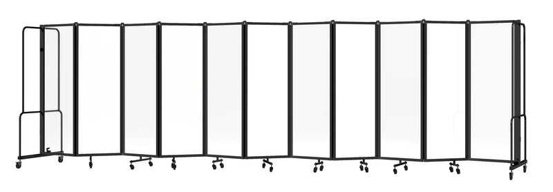 National Public Seating Robo Series 11-Panel Folding Mobile Room Divider, 72"H x 256"W, Clear Acrylic (RDB6-11CA)
