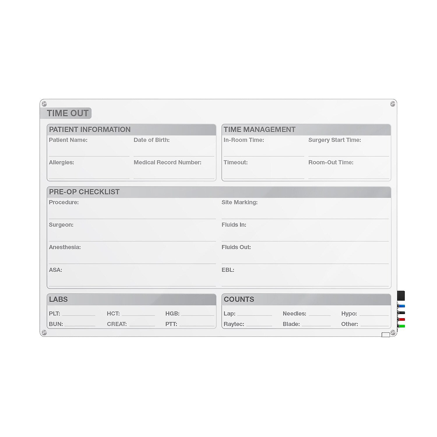 Ghent Aria OR Time Out Magnetic Glass Dry-Erase Whiteboard, 18"H x 24"W (GRPARIASM12T-18)