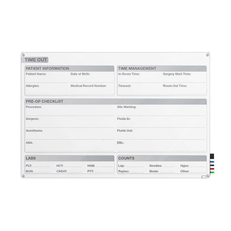 Ghent Aria OR Time Out Magnetic Glass Dry-Erase Whiteboard, 18"H x 24"W (GRPARIASM12T-18)