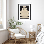 Amanti Art Zen River Rocks Black And Tan by The Creative Bunch Studio Wood Framed Wall Art Print, 25" x 33" (A42675532112)