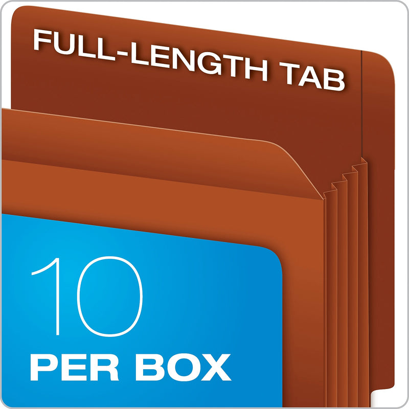 Pendaflex Reinforced File Pocket, 5 1/4" Expansion, Letter Size, Redrope, 10/Box (95363)