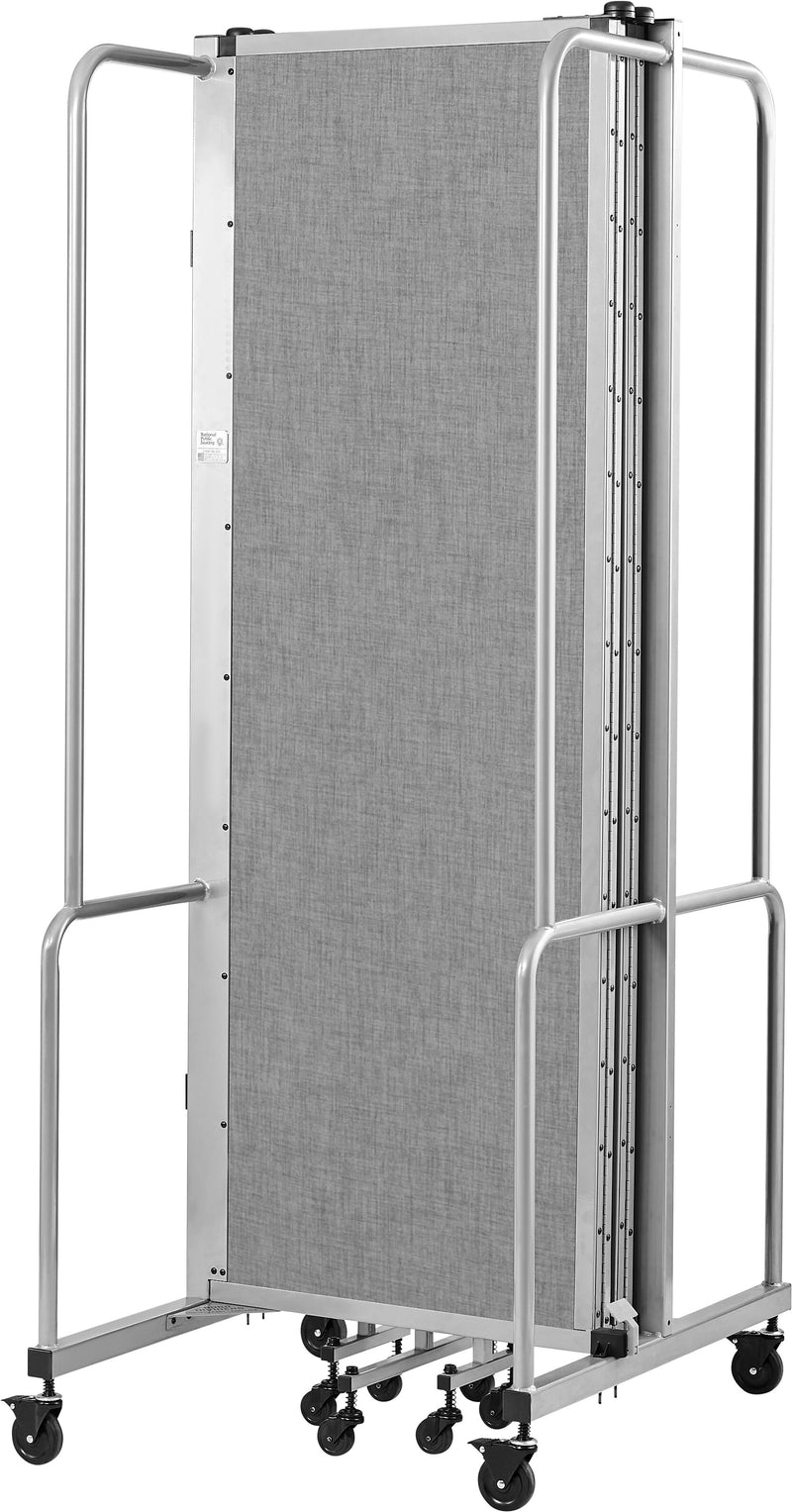 National Public Seating Robo Series 5-Panel Folding Mobile Room Divider, 72"H x 72"W, Grey Fabric (RDG6-5PT02)