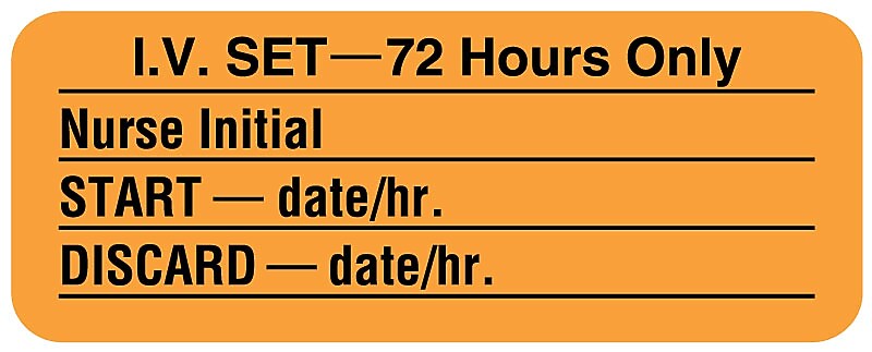 I.V. Tubing Change Label 72 Hours, 2-1/4" x 7/8"