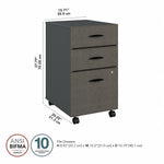 Bush Business Furniture Cubix 3-Drawer Mobile Vertical File Cabinet, Letter/Legal Size, Lockable, Slate (WC84853PSU)