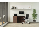 HON Mod 48"W Single-Pedestal Desk, Sepia Walnut (HLPLDS4830BBFSE1)