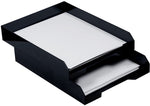 JAM PAPER Stackable Paper Trays, Black, Desktop Document, Letter, & File Organizer Tray, 2/Pack (344blas)