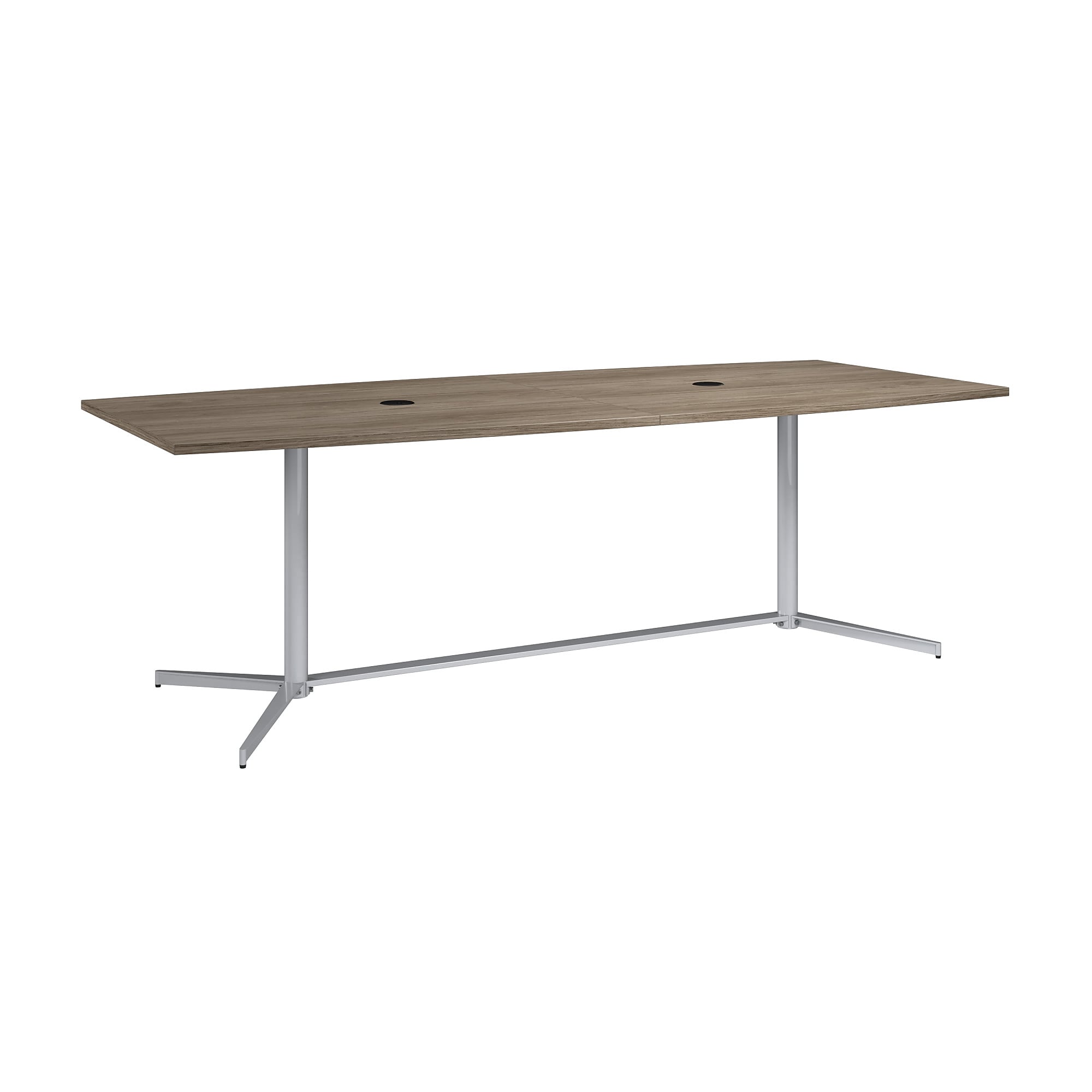 Bush Business Furniture 96W x 42D Boat Shaped Conference Table with Metal Base, Modern Hickory (99TBM96MHSVK)