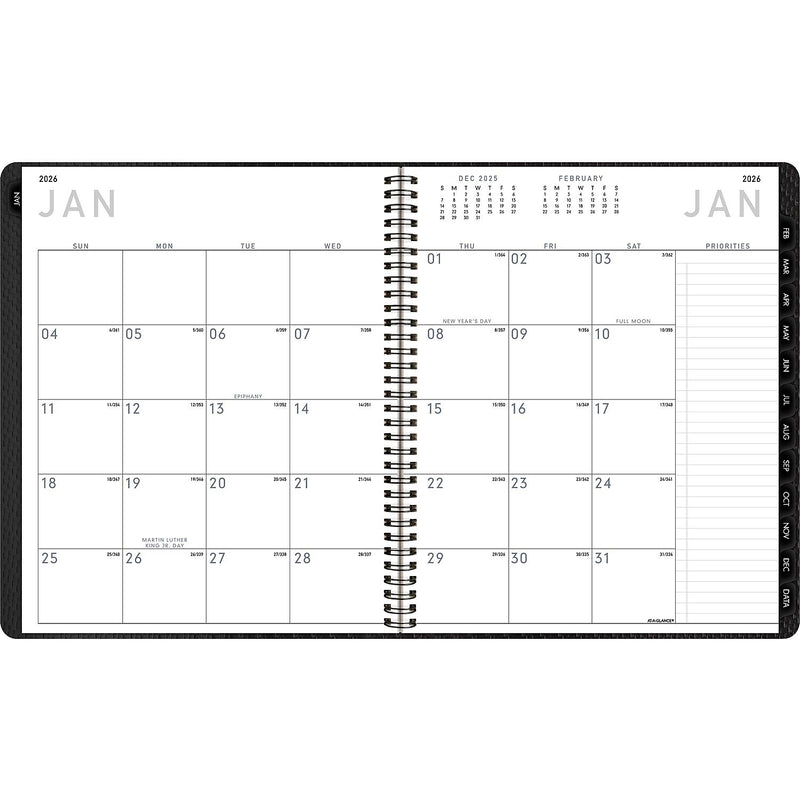 2026 AT-A-GLANCE Contemporary 9" x 11" Monthly Planner, Faux Leather Cover, Charcoal (70-260X-45-26)