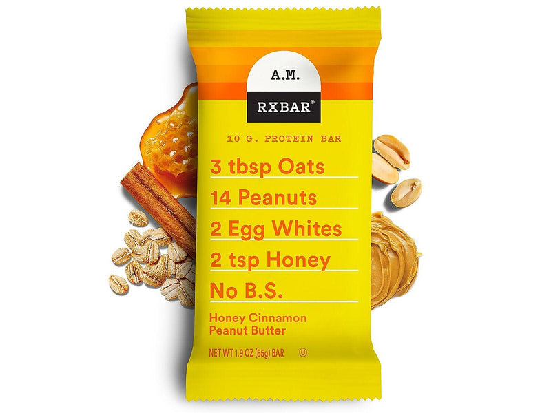 RX Bar A.M. Gluten Free Honey Cinnamon Peanut Butter Protein Bar, 1.9 oz., 12 Bars/Box (KEE00533)