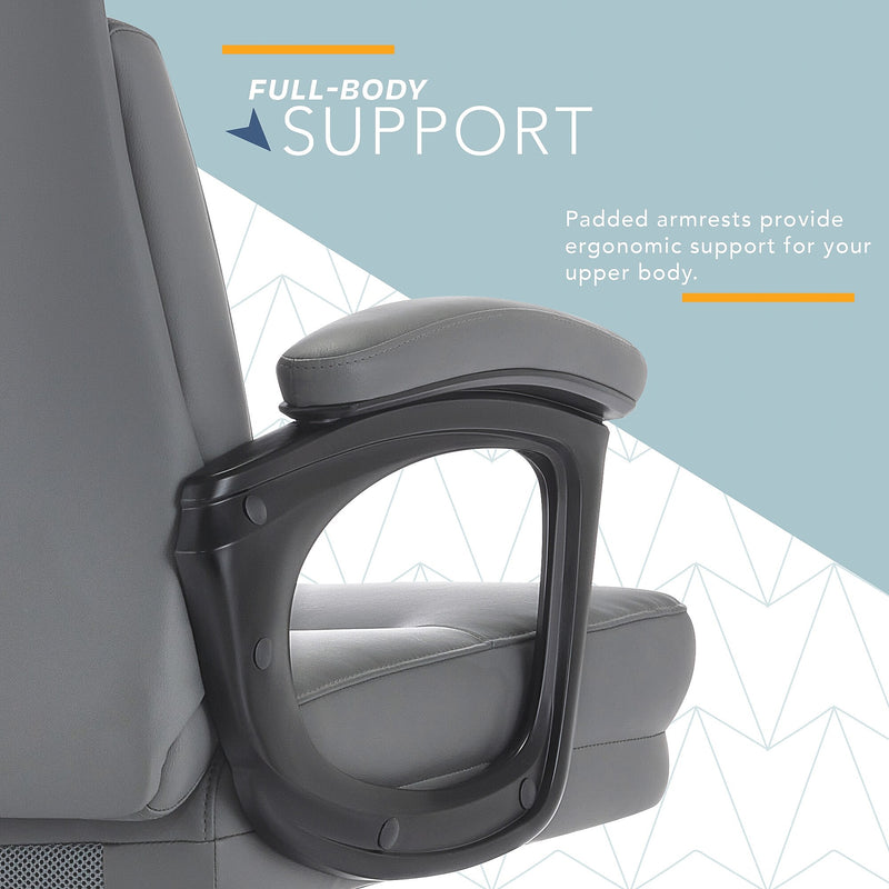 Click365 Classic Ergonomic Bonded Leather Swivel Executive Chair, Gray (CCHR10022D)