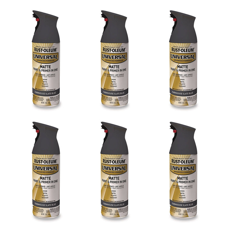 Rust-Oleum Universal Premium Spray Paint, Slate Blue, 12 oz., 6/Carton (376723)