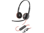 Poly Blackwire 3220 Stereo Headset, USB-C/USB-A, UC Certified, Bulk (8X2J9A6)