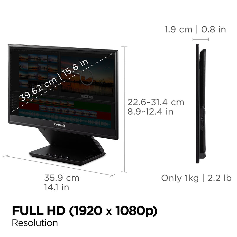 ViewSonic 16" 60Hz LED Monitor, Black (VP16-OLED)