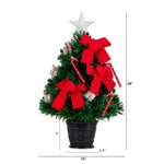 Nearly Natural 24-in Pre-Lit Fiber Optic Classic Star Topped Artificial Christmas Tree with Decorative Planter (T4751)
