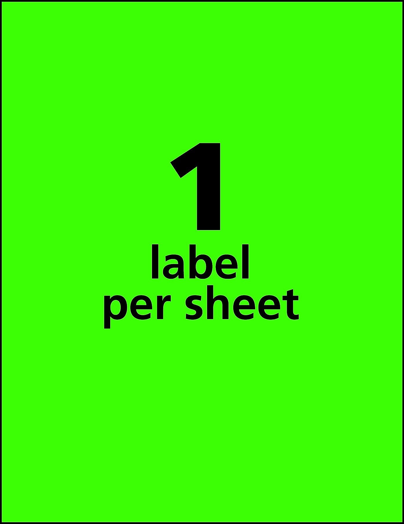 Avery Laser Shipping Labels, 8-1/2" x 11", Neon Green, 100 Labels/Box (5940)