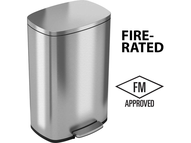 HLS Commercial Stainless Steel Trash Can with Hinged Lid, 13.2-Gallon, Silver (HLSS13RFR)