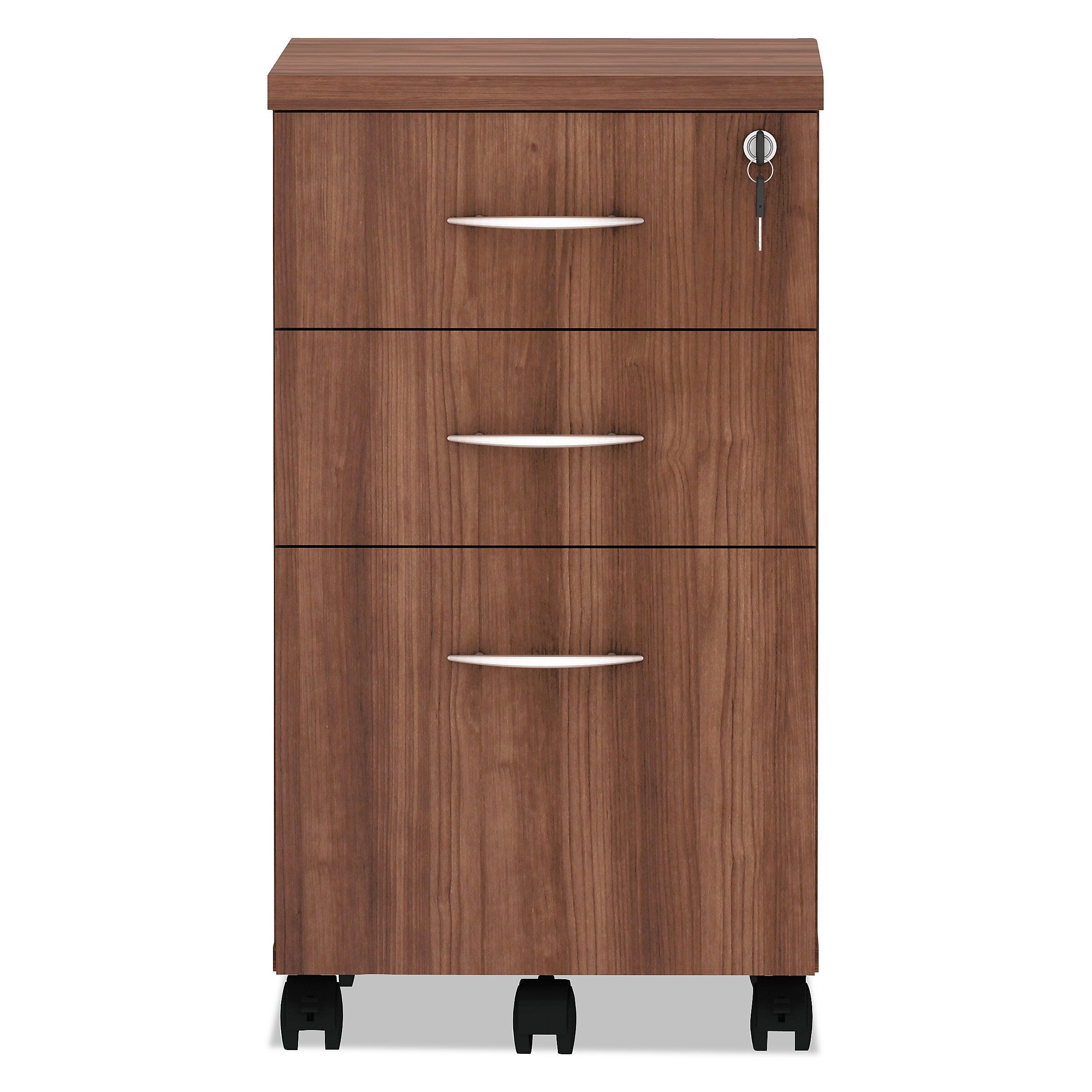 Alera® Valencia Series Mobile Box/Box/File Pedestal, 15.88w x 20.5d x 28.38h, Modern Walnut