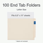 Pendaflex End Tab File Folder, Straight Cut, Letter Size, Manila, 100/Box (1007040)