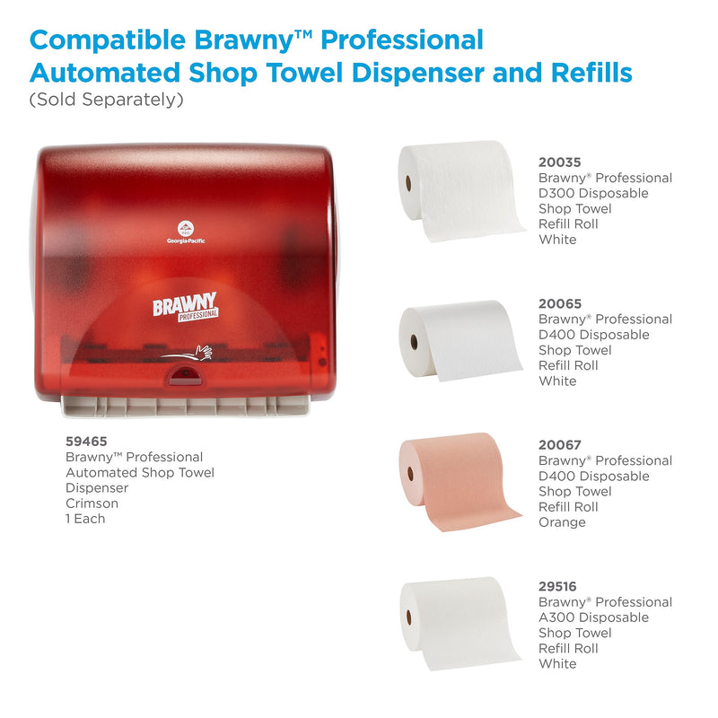 Brawny Professional D400 Disposable Cleaning Towel, 250" x 10", Orange, 6/Carton (20067)