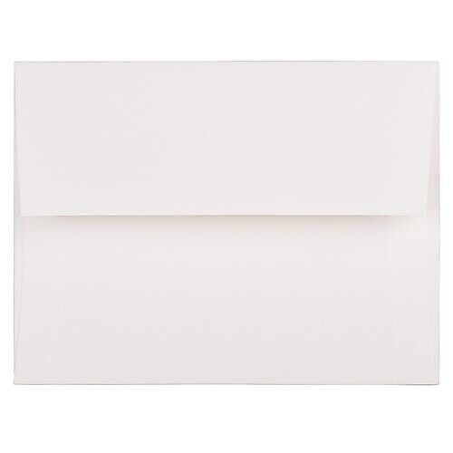 JAM Paper A2 Booklet Envelope 4 3/8" x 5 3/4", Bright White Linen, 100/Pack (66670d)