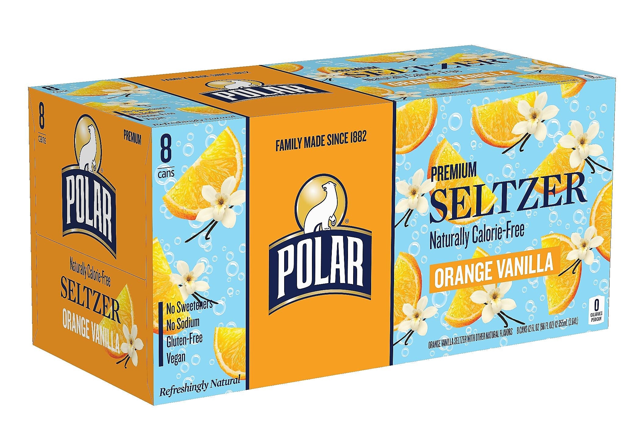 Polar Orange Vanilla Sparkling Seltzer Water, 12 oz., 24 Cans/Box (1000261)