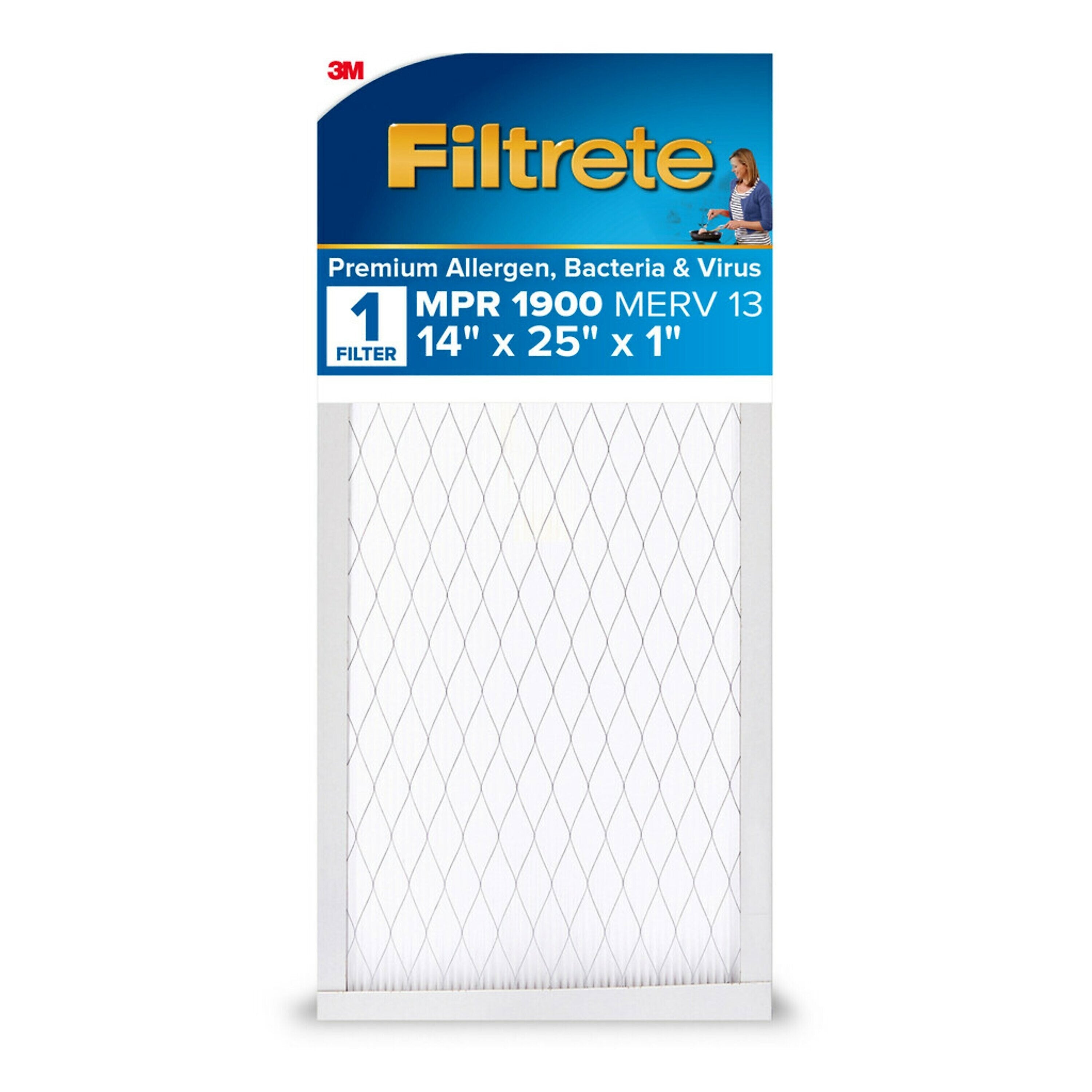 Filtrete High Performance 14" x 25" x 1" Pleated Air Filter, MERV 13, 4/Carton (UA04-4)
