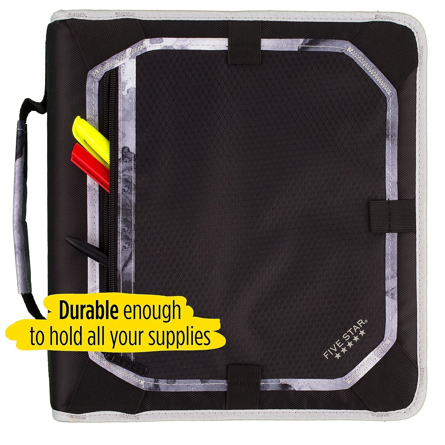 Five Star 2" 3-Ring Zipper Binders, Black/Gray (29052IT8)