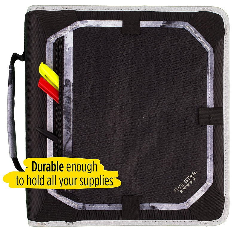 Five Star 2" 3-Ring Zipper Binders, Black/Gray (29052IT8)