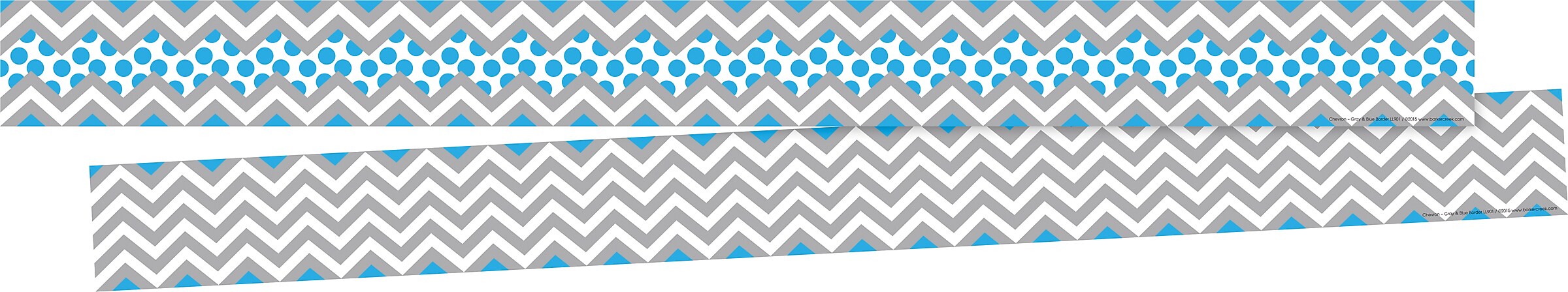 Barker Creek Double-Sided Border, 35" x 3", Gray & Blue Chevron, 12/Pack (LL901)