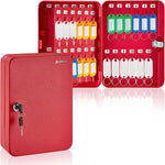 AdirOffice 48-Key Cabinet with Key Lock and Key Tags, Red (681-48-RED-PKG)