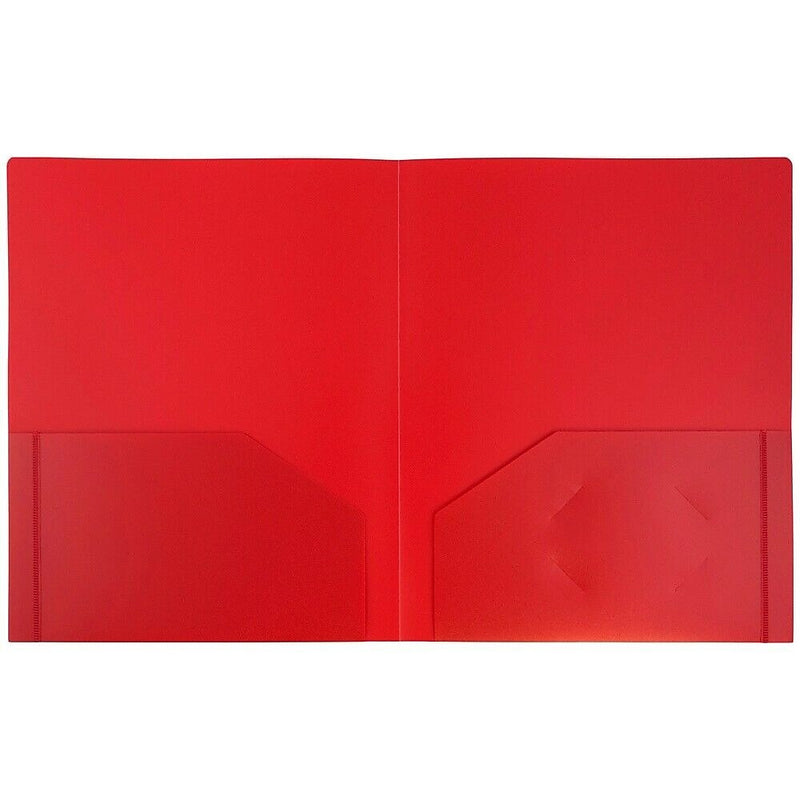 JAM Paper Heavy Duty 2 Pocket Folder, Plastic, Assorted Primary Colors, 12/Pack (383Hrgbyopb)