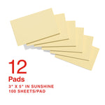 Staples Recycled Sticky Notes, 3" x 5", Sunshine Collection, 100 Sheets/Pad, 12 Pads/Pack (S-35YR12/52571)