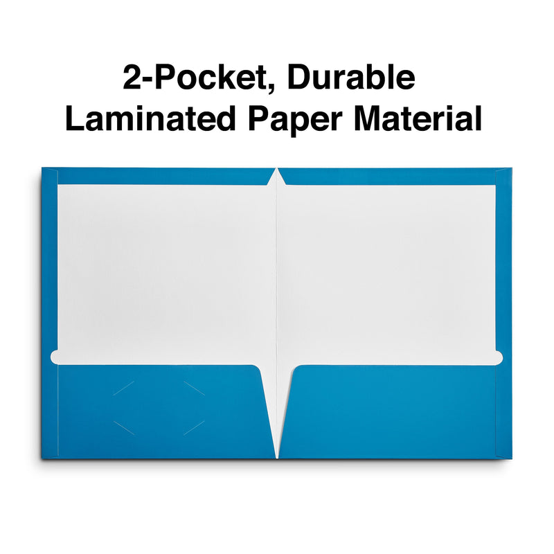 Staples Glossy 2-Pocket Paper Folder, Light Blue, 10/Pack (13373-CC)