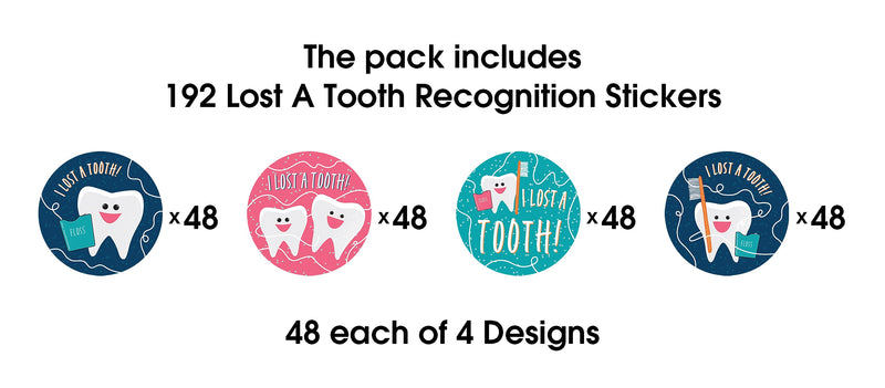 Barker Creek Lost a Tooth Stickers/Badges, 2.37" Dia., Multicolored, 192/Set (4445)
