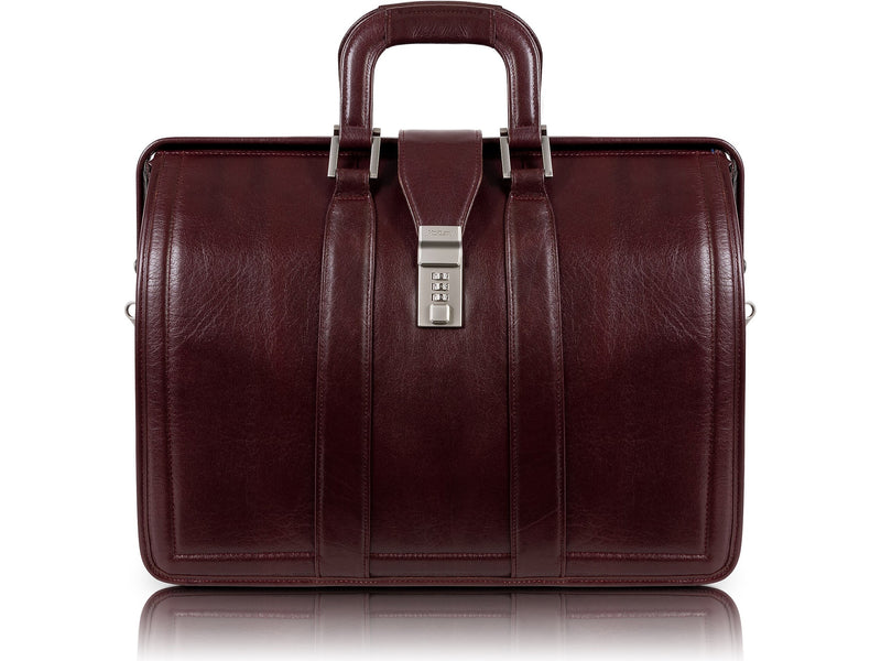 McKlein MORGAN Leather Briefcase, Laptop Compatible, Burgundy (83346)