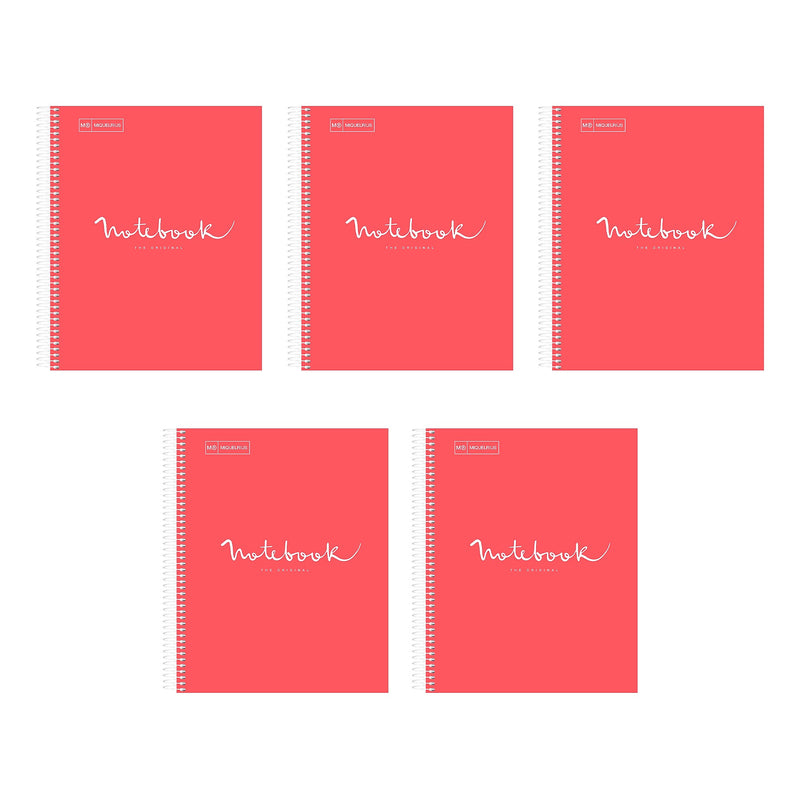 Miquelrius Emotions 1-Subject Composition Notebook, 8.5" x 11", College-Ruled, 80 Sheets, Coral, 5/Pack (48284CS)