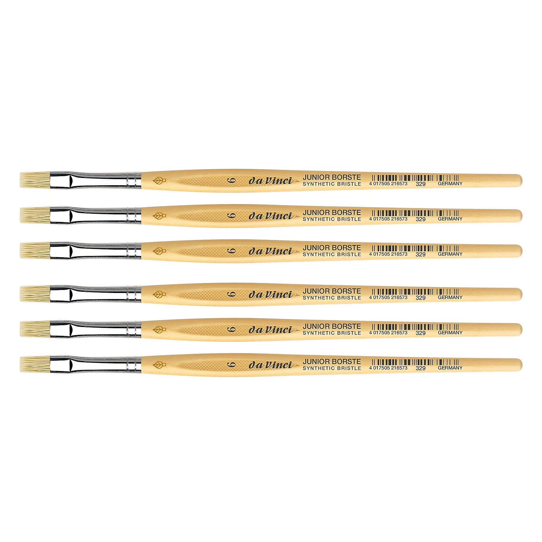 da Vinci JUNIOR BORSTE Tempera Synthetic Student Flat Brush, 6 Brushes/Pack (DVXVA3296-6)