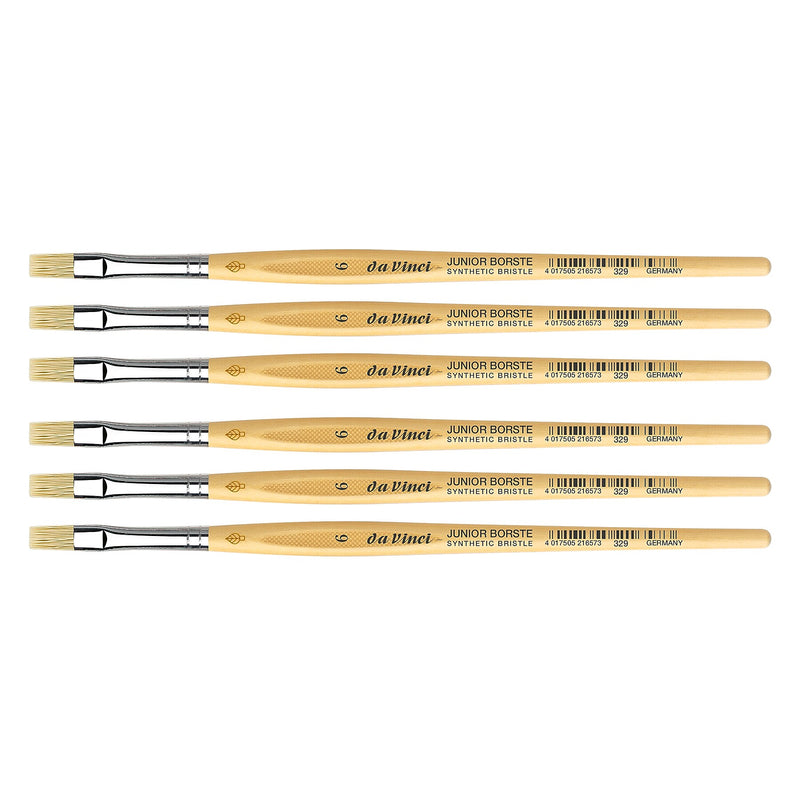 da Vinci JUNIOR BORSTE Tempera Synthetic Student Flat Brush, 6 Brushes/Pack (DVXVA3296-6)