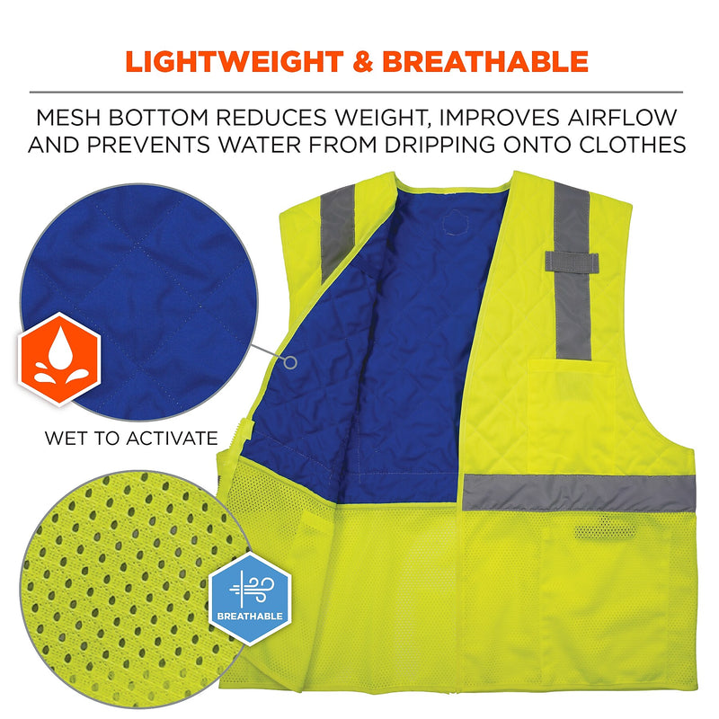 Chill-Its 6668 Hi-Vis Safety Cooling Vest, ANSI Class R2, Lime, XL (12715)