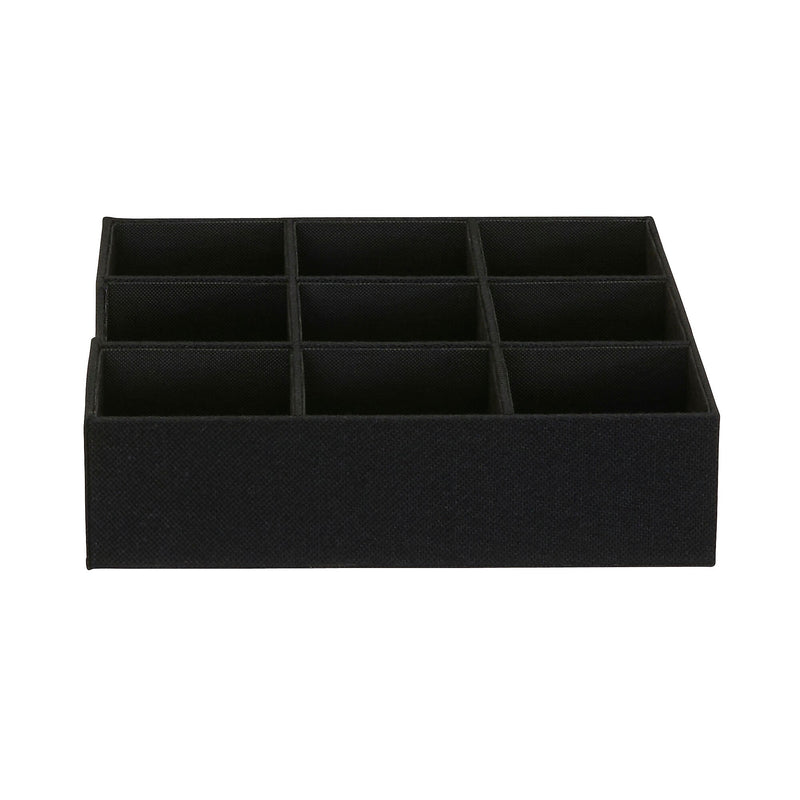 Household Essentials 9-Compartment Drawer Organizers, Black Linen, 2/Pack (7676-1)