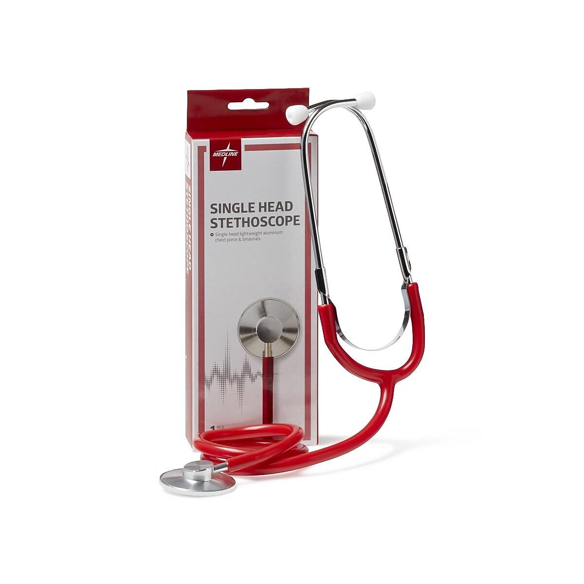 Medline Single Head Stethoscope, Red (MDS926106)
